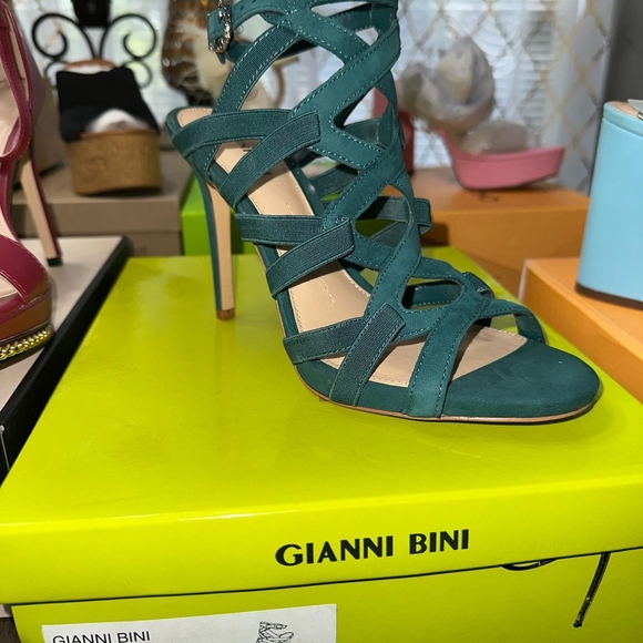 Gianni Bini Teal Strappy Heels Size 9 - Picture 1 of 4